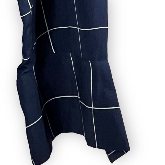 Madewell Silk Windowpane Lace Up Blouse Navy Long Sleeve Size S - Picture 5 of 10